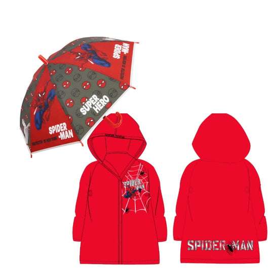 Marvel Spiderman Kinder Regenschirm plus Regenponcho - WS-Trend.de