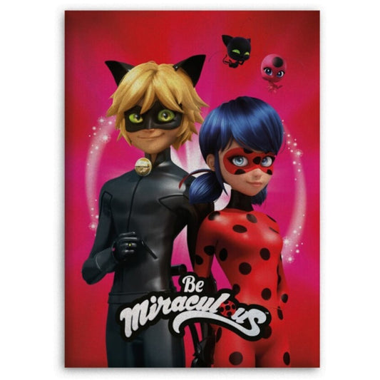 Miraculous Ladybug Cat Noir Kinder Fleecedecke leichte Kuscheldecke 100x140 cm
