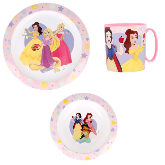 Disney Prinzessinnen Arielle Kinder Geschirr-Set 3 teilig Becher Teller Schüssel