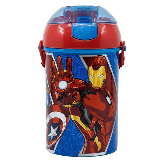 Marvel Avengers Wasserflasche Trinkflasche Flasche Trinkhalm Gurt 450 ml