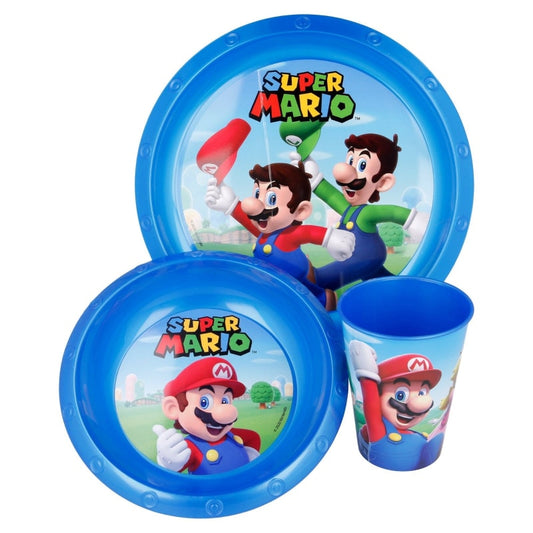 Super Mario Kinder Geschirr-Set 3 teilig Becher Teller Schüssel - WS-Trend.de