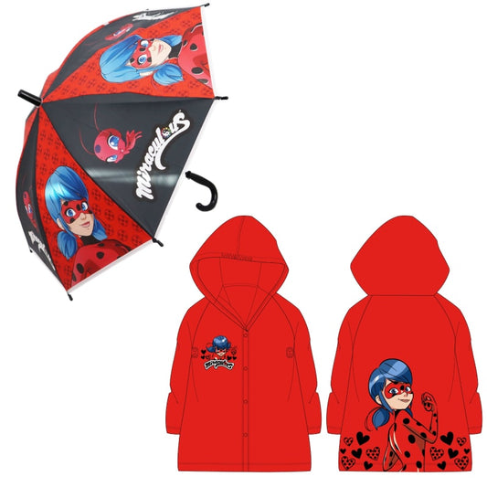Miraculous Ladybug Kinder Regenschirm plus Regenponcho