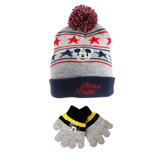 Disney Mickey Maus 2tlg Set Kinder Herbst Wintermütze plus Handschuhe