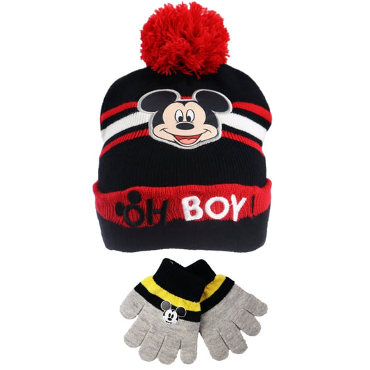 Disney Mickey Maus 2tlg Set Kinder Herbst Wintermütze plus Handschuhe