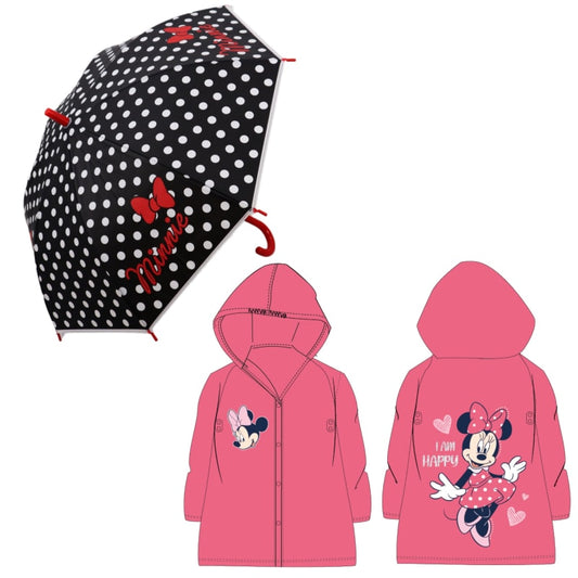 Disney Minnie Maus Kinder Regenschirm Schirm plus Regenponcho