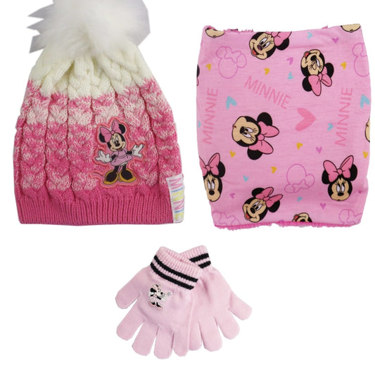Disney Minnie Maus Set Kinder Herbst Wintermütze Snood plus Handschuhe