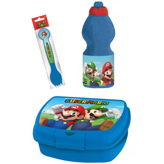 Super Mario Set Lunchbox mit Trinkflasche und Besteck - WS-Trend.de