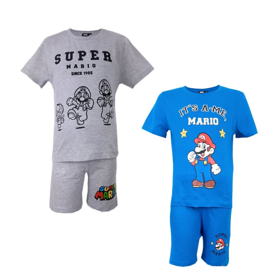 Super Mario Schlafanzug Pyjama kurz - Größe 104 bis 152 - WS-Trend.de